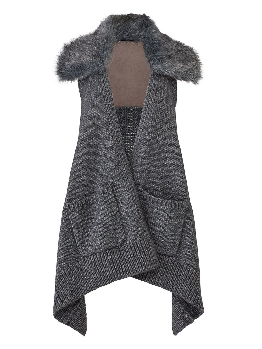 Kaufmanfranco Carbon Faux Fur Knit Vest - New, never worn